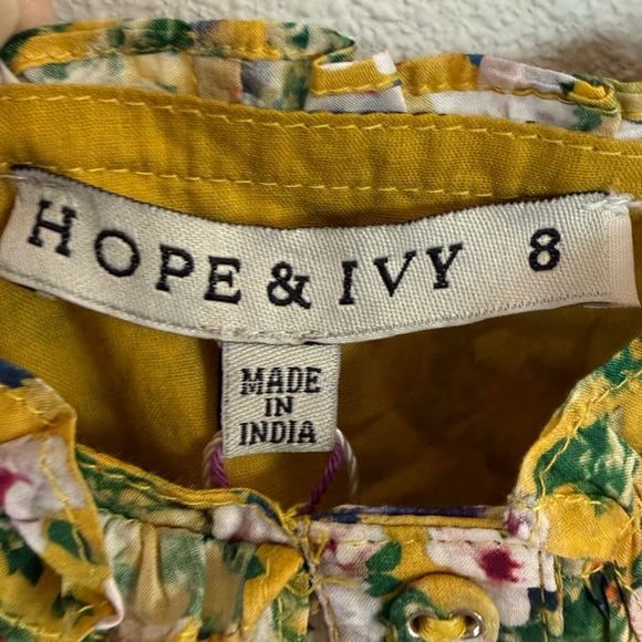New Hope & Ivy Liberty Fabric Floral Dress Yellow NWT Boho Preppy Casual Size 8 - Picture 11 of 16